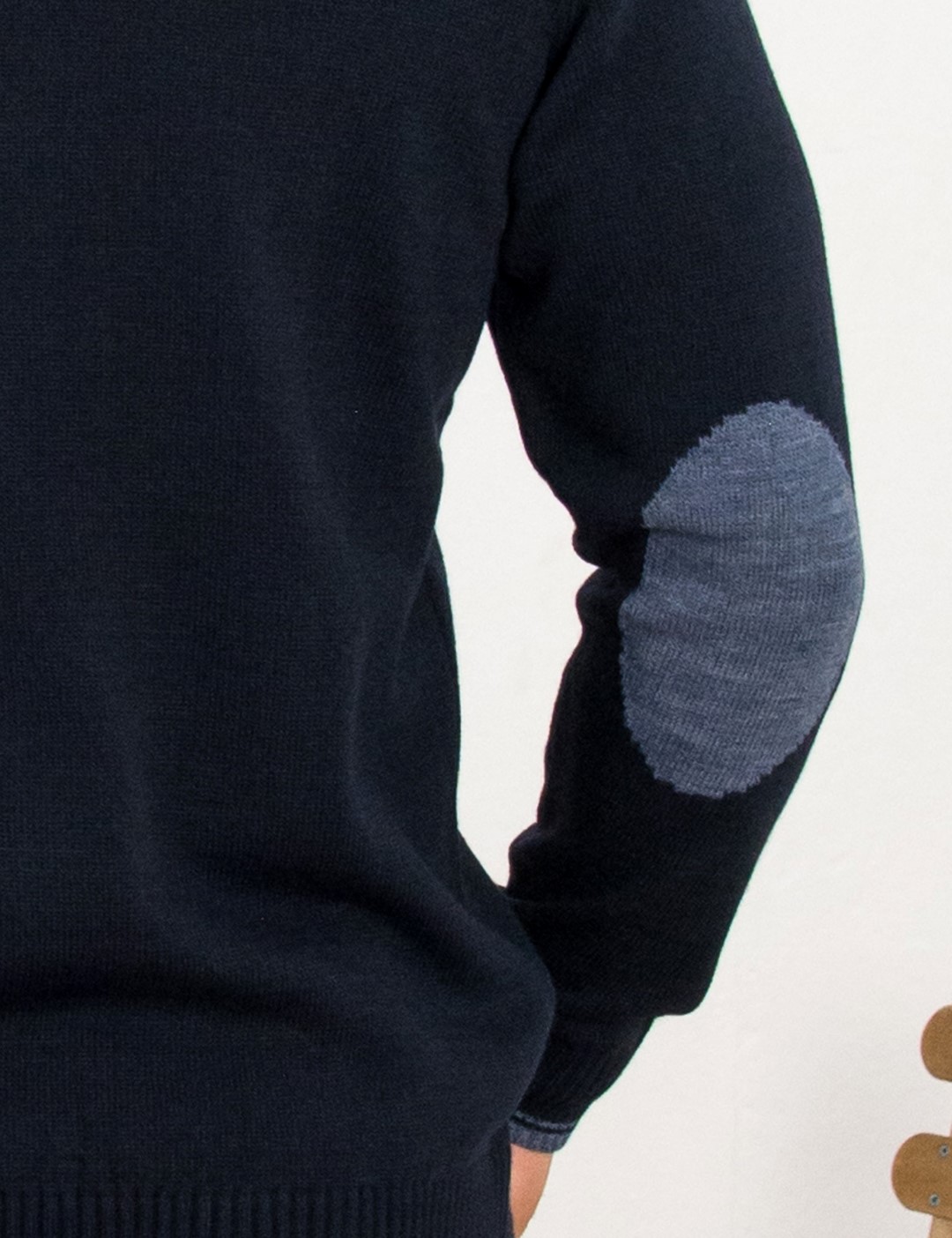 Darious ανδρικό μπλε πλεκτό πουλόβερ με διχρωμία 18555K φωτογραφία